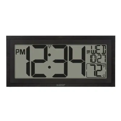 La Crosse Technology 15 Inch Textured Atomic Digital Wall Clock With Indoor Temperature In Black