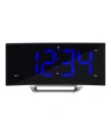 La Crosse Technology 1.8" Curved Blue Led Atomic Dual Alarm Clock In Black