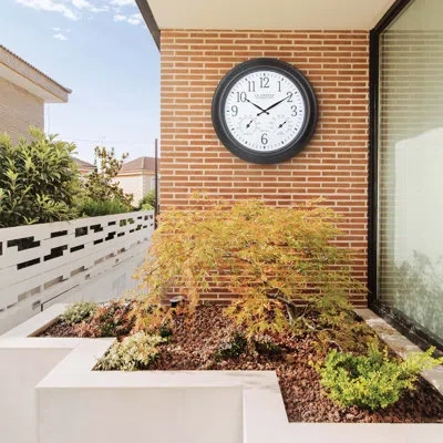 La Crosse Technology 18" Indoor/outdoor Atomic Clock With Temperature And Humidity In Dark Brown