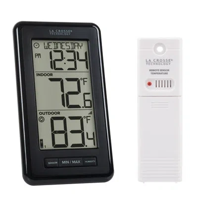 La Crosse Technology 308-43647-int Wireless Digital Black Thermometer With Indoor Humidity