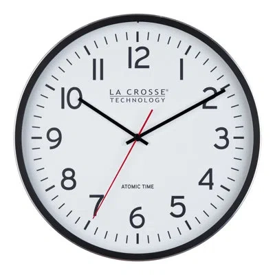 La Crosse Technology 404-3730 11.8-inch Atomic Metal Analog Wall Clock In Black