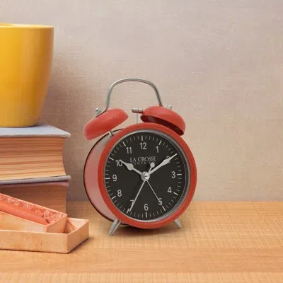 La Crosse Technology Analog Metal Quartz Alarm Tabletop Clock In Red