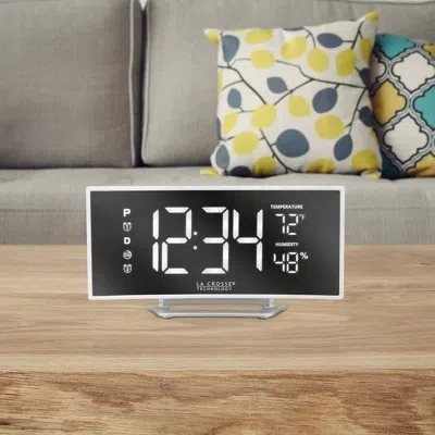 La Crosse Technology Curved Mirror Led Alarm Clock In White