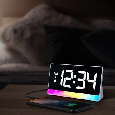 La Crosse Technology Digital Electric Tabletop Alarm White Clock With Color Changing Light