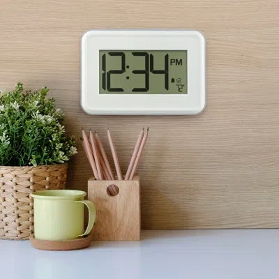 La Crosse Technology Digital Wall Clock In White