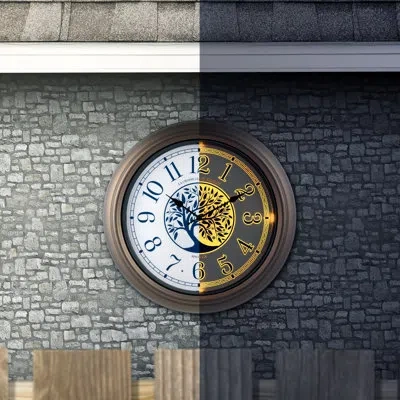 La Crosse Technology Indoor/outdoor Quartz 18" Wall Clock With Illuminated Backlight In Bronze