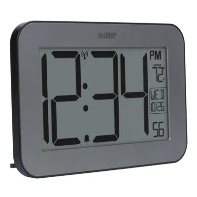 La Crosse Technology Large Time Digital Atomic Clock With 4-inch Digits In Gray