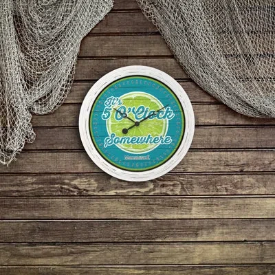 La Crosse Technology Margaritaville 5 O'clock Somewhere 15.75" Wall Clock In White