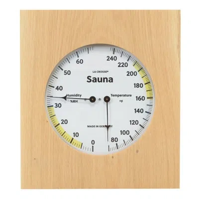 La Crosse Technology Natural Oak Wood Framed Analog Sauna Thermometer And Hygrometer