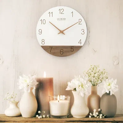 La Crosse Technology Sierra Wood 12" Wall Clock In White,walnut