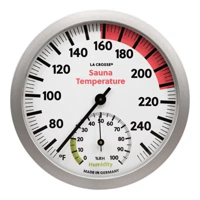 La Crosse Technology Silver Slimline Analog Sauna Thermometer With Hygrometer