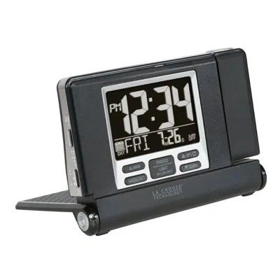 La Crosse Technology Travel Digital Projection Fold-up Alarm Clock In Black