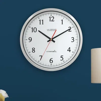 La Crosse Technology Ultratomic 14'' Metal Wall Clock With Plastic Lens In Silver
