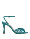 La Cuinta Woman Sandals Turquoise Size 10 Leather In Blue
