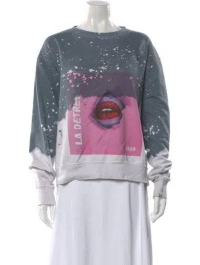 Pre-owned La Detresse Graphic Print Crew Neck Sweatshirt In Gray