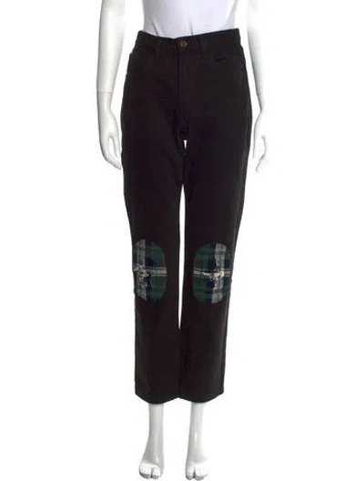 Pre-owned La Detresse High-rise Straight Leg Jeans In Black