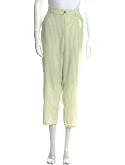 Pre-owned La Detresse Striped Straight Leg Pants In Green
