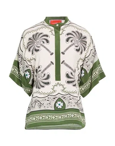 La Double J. With Mantero La Double J With Mantero Woman Top Military Green Size L Silk In Multi