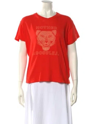 Pre-owned La Double J X Mother Graphic Print Crew Neck T-shirt In Orange