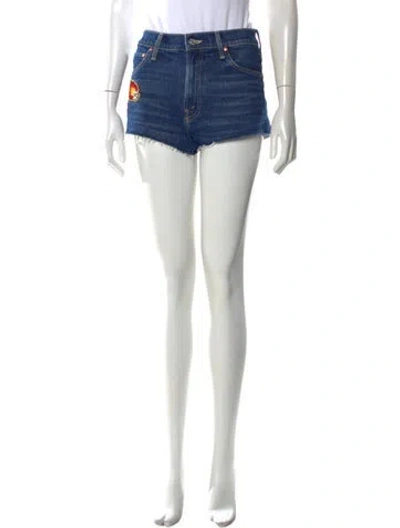 Pre-owned La Double J X Mother Graphic Print Mini Shorts In Blue