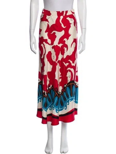 Pre-owned La Double J X Mother Silk Midi Length Skirt In Red