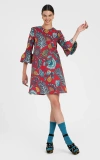 La Doublej 24/7 Floral-print Minidress In Sicomore Red