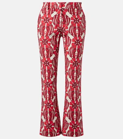 La Doublej 24/7 Printed Cotton Straight Pants In Red