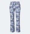 La Doublej 24/7 Printed Cotton Flared Pants In Blue