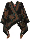 La Doublej Wool-felt Poncho In Herald Black In Black