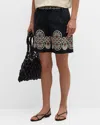 La Doublej La Double J Boyfriend Printed Woven Cotton Shorts In Black