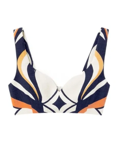 LA DOUBLEJ ABSTRACT-PRINT SWEETHEART TOP