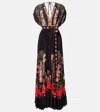 La Doublej Accordion Printed Plissé Maxi Dress In Black