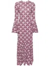 La Doublej Alba Fans-print Maxi Dress In Purple