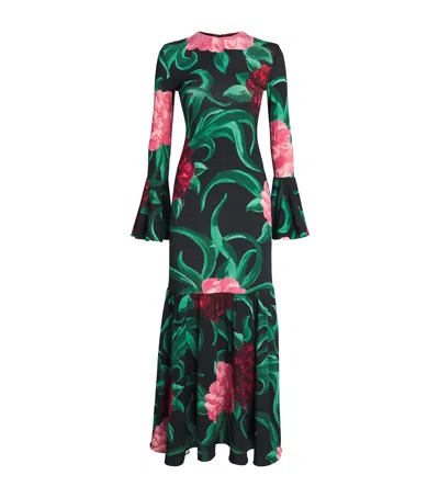 La Doublej Alba Flared Maxi Dress In Green