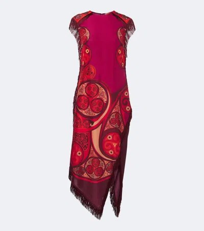 La Doublej Alchemy Fringed Silk Voile Midi Dress In Purple