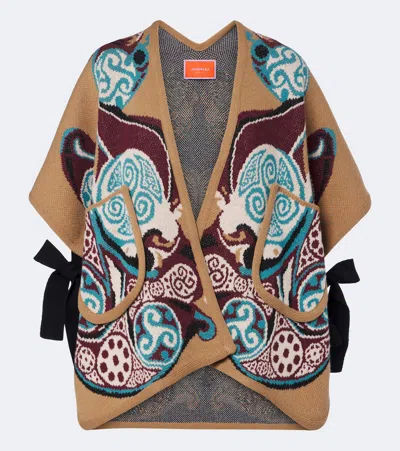 La Doublej Alchemy Jacquard Wool Cape In Multi