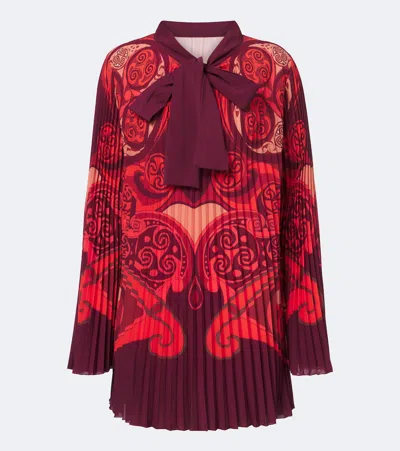 La Doublej Alchemy Pleated Tie-neck Minidress In Purple