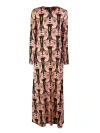La Doublej Graphic-print Long-sleeved Maxi Dress In Multicolor