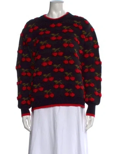 Pre-owned La Doublej Alpaca Graphic Print Sweater W/ Tags In Black/red