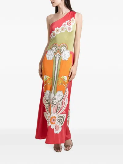 La Doublej Ambrosia Placée One-shoulder Maxi Dress In Multi