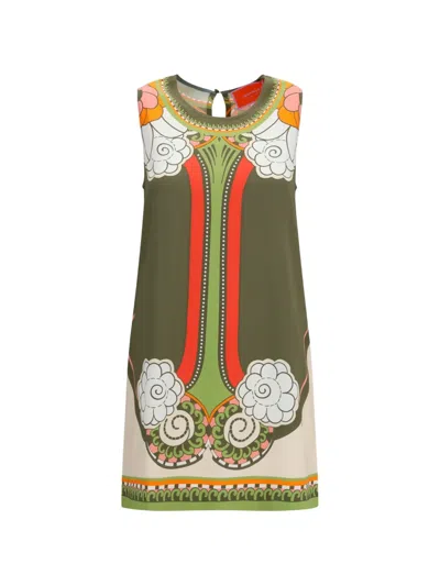 La Doublej Ambrosia-printed Mini Dress In Green