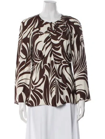 Pre-owned La Doublej Animal Print Crew Neck Blouse W/ Tags In Brown