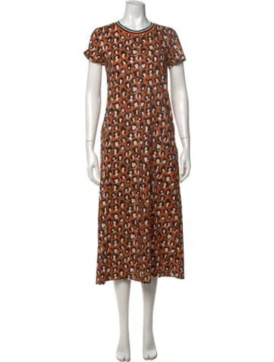 Pre-owned La Doublej Animal Print Long Dress In Brown