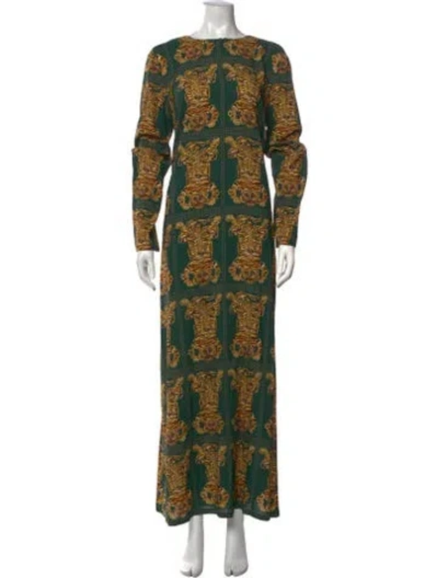 Pre-owned La Doublej Animal Print Long Dress In Green