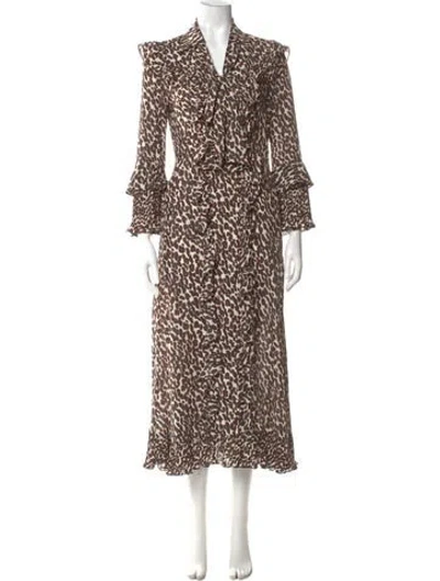 Pre-owned La Doublej Animal Print Long Dress In Neutral
