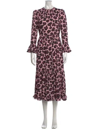 Pre-owned La Doublej Animal Print Long Dress In Pink