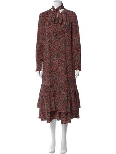 Pre-owned La Doublej Animal Print Long Dress In Red