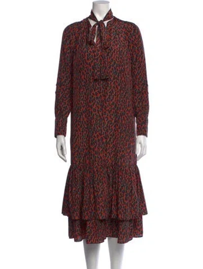 Pre-owned La Doublej Animal Print Long Dress In Red