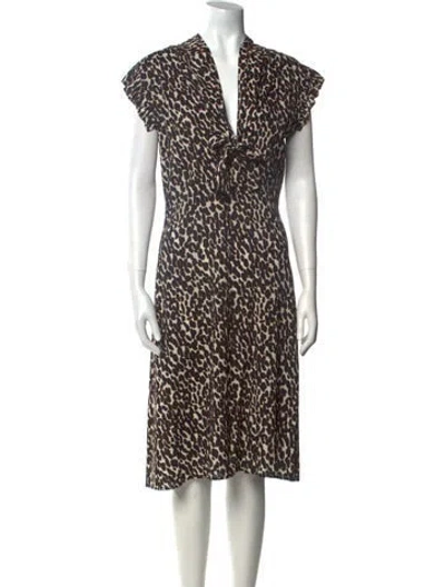 Pre-owned La Doublej Animal Print Midi Length Dress In Neutral