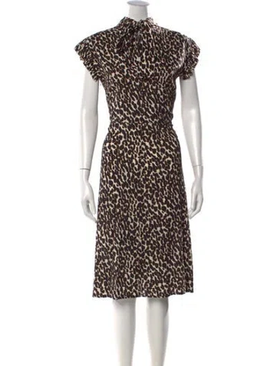 Pre-owned La Doublej Animal Print Midi Length Dress In Neutrals